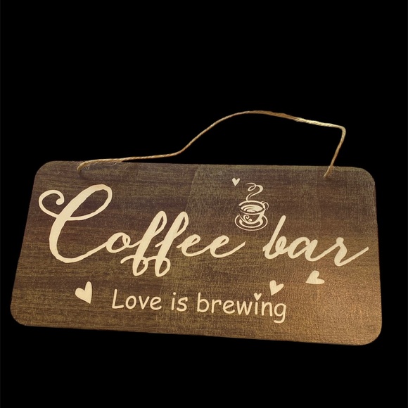 All You Need is LOVE and Coffee Bar Love is Brewing 2 Sided Sign 6 x 12" Rustic - Picture 1 of 2